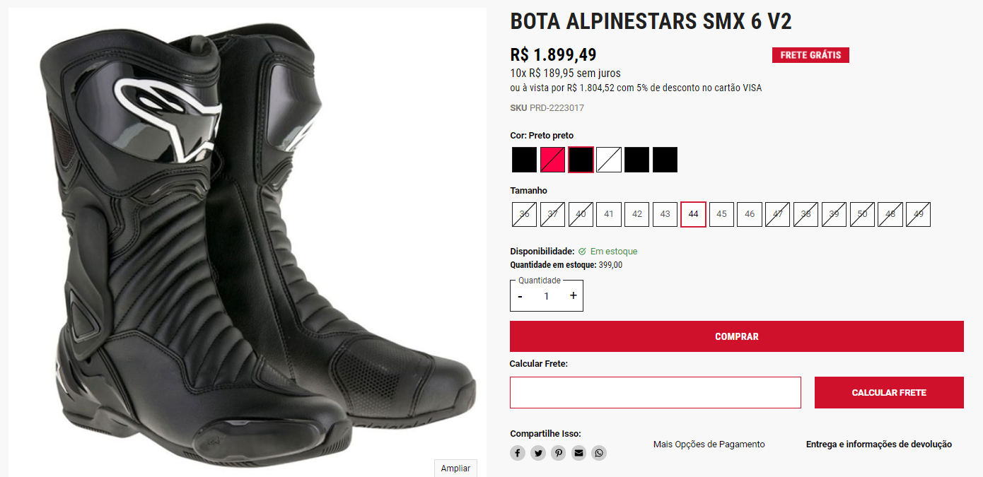 Como comprar na Alpinestars